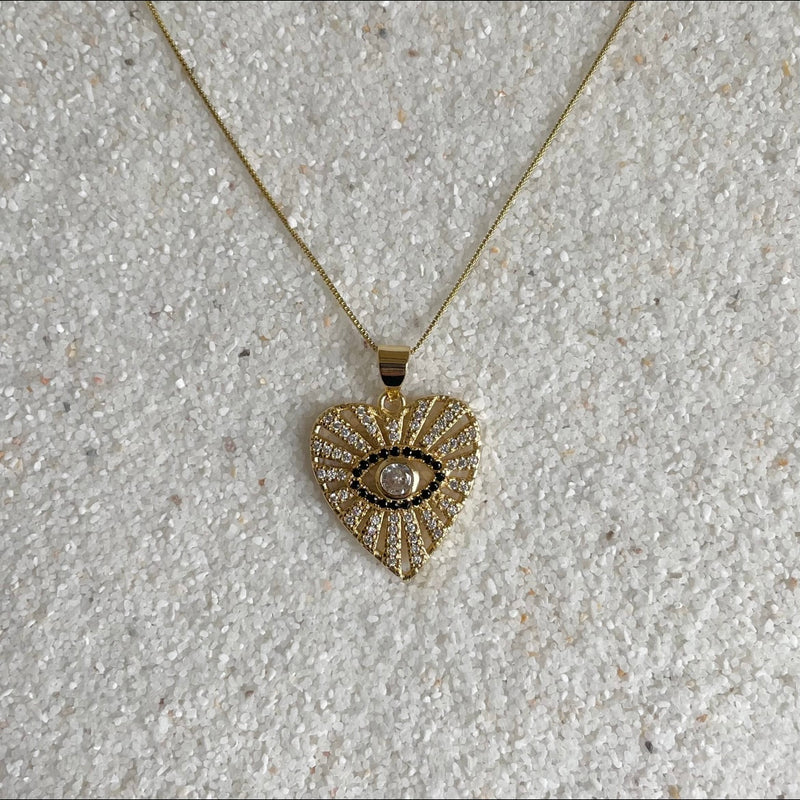 Listen 2 Your Heart Necklace Evil eye 14k Gold Filled Jewel
