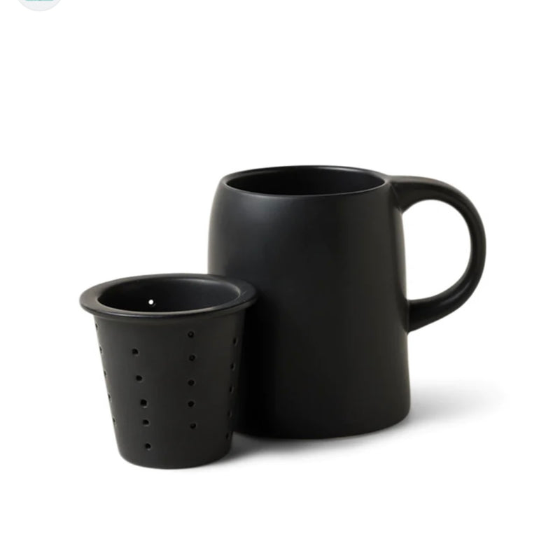 2-in-1 Ceramic Tea Infuser Mug in Black