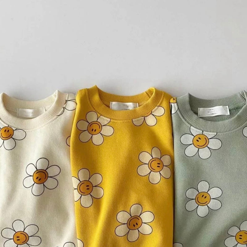 Flower Power Baby Sweatshirt in Mustard