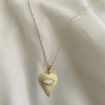 Ocean Heart Opal Necklace with Evil Eye