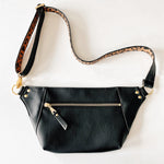 Faux Black Leather and Cheetah Fanny Pack