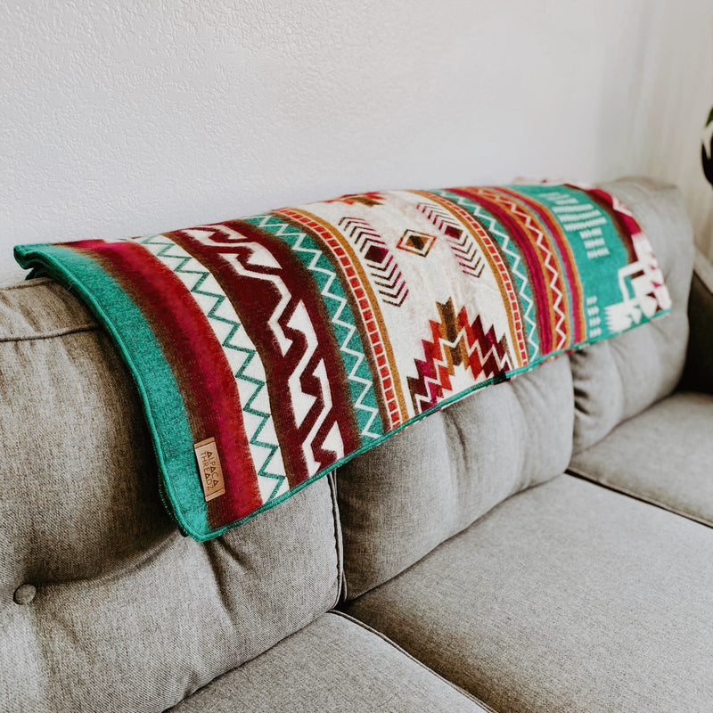 Andean Alpaca Wool Blanket in Lagoon