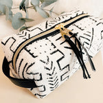 White and Black Mudcloth Makeup Bag