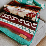 Andean Alpaca Wool Blanket in Lagoon