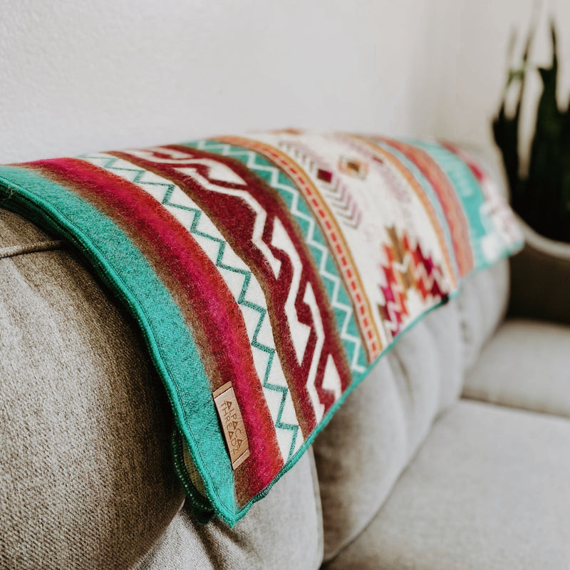 Andean Alpaca Wool Blanket in Lagoon